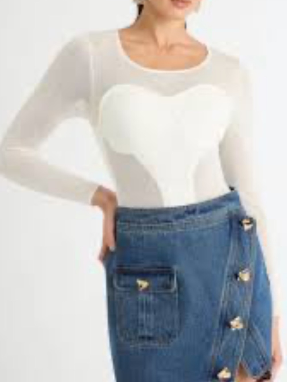 SHEIKE White Illusion Corset Long Sleeve Bodysuit Size 8 Mesh